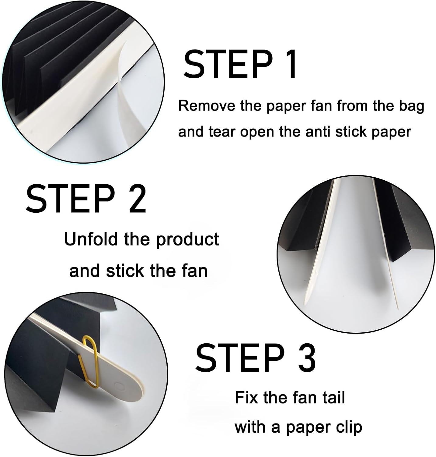 Black Party Decorations,Halloween Decor Events Accessories,Black Birthday Decorations,Anniversary Decorations for Party,Birthday Decorations for Men 8in Hanging Paper Fans 30 Color DIY Set(Black)