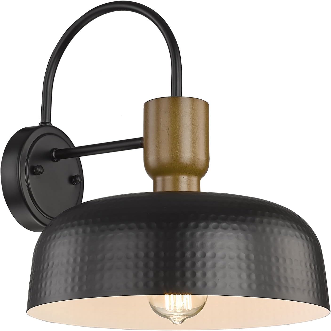 Outdoor Barn Light Gooseneck Barn Light, Farmhouse Exterior Wall Mount Light Vintage Wall Lighting Fixture Industrial Sconce Lantern for Porch, Entryway, Garage, Black, 1 Pack