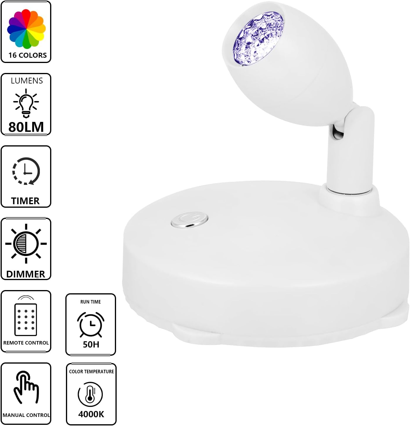 Cordless Spotlight Battery Operated, RGB Indoor Plant Light, Dimmable Accent Uplight with Remote, Color Changing Display Lighting for Picture Tree Photo Dartboard Painting Art