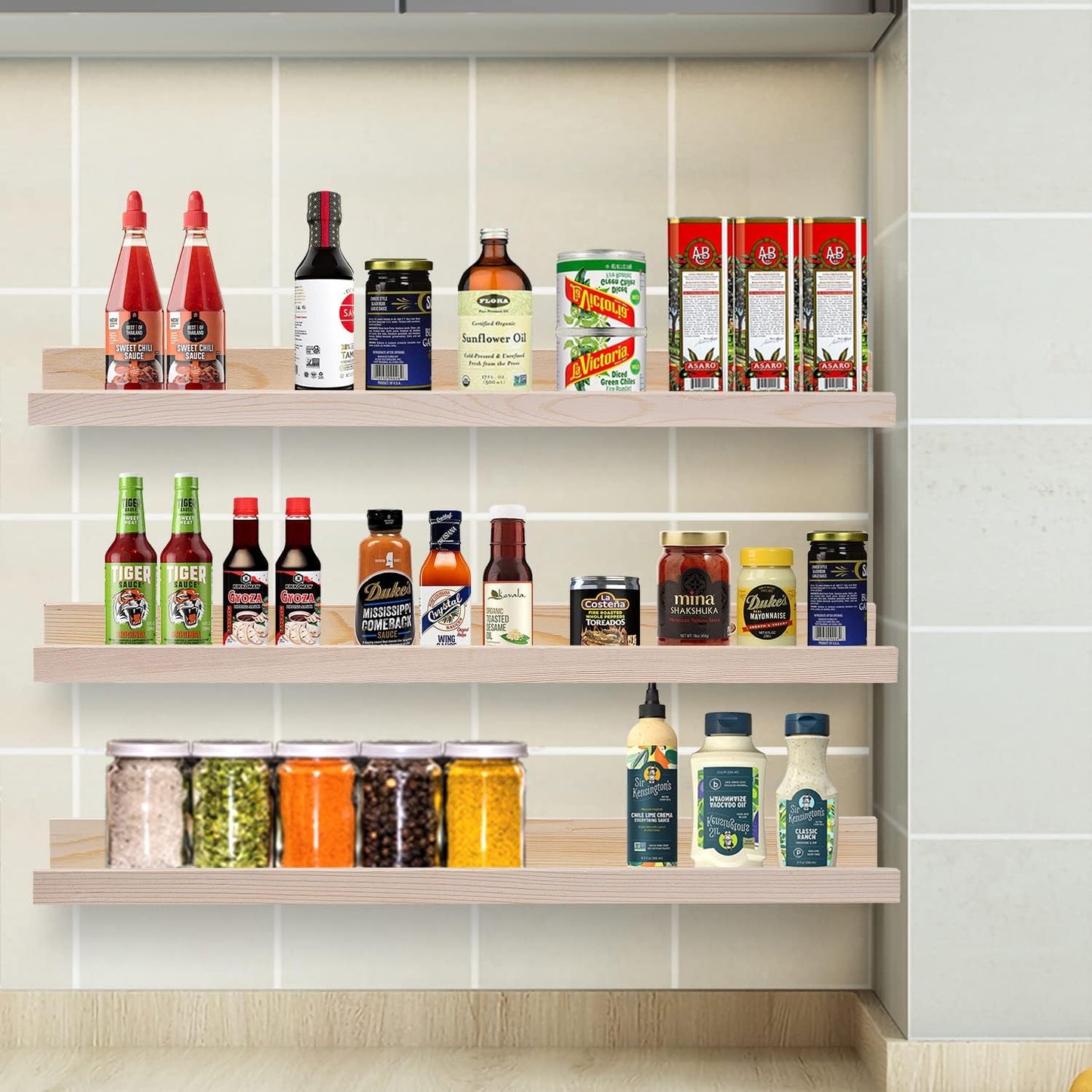 AZSKY Floating Picture Shelves 24 Inch a Set of 3 Wall Mount Long Narrow Photo Ledge Photo Frame Display Shelf Vintage Bookshelf for Nursery Mounting Hardware Included