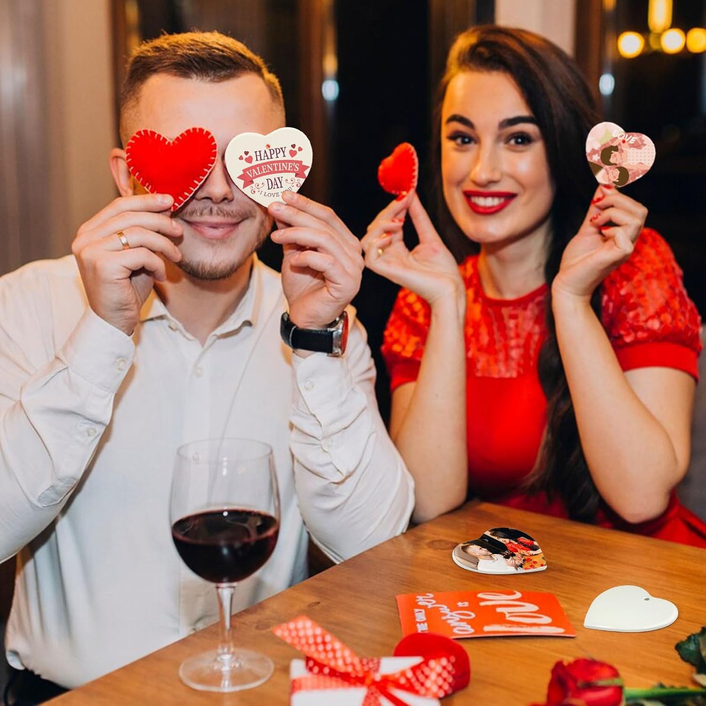 Sublimation Blank Ornaments Sublimation Ceramic Ornament Blanks Bulk Christmas Ornament for Heat Press Printing White Porcelain Ornament Personalized Decoration Supplies for Christmas(12, Heart)