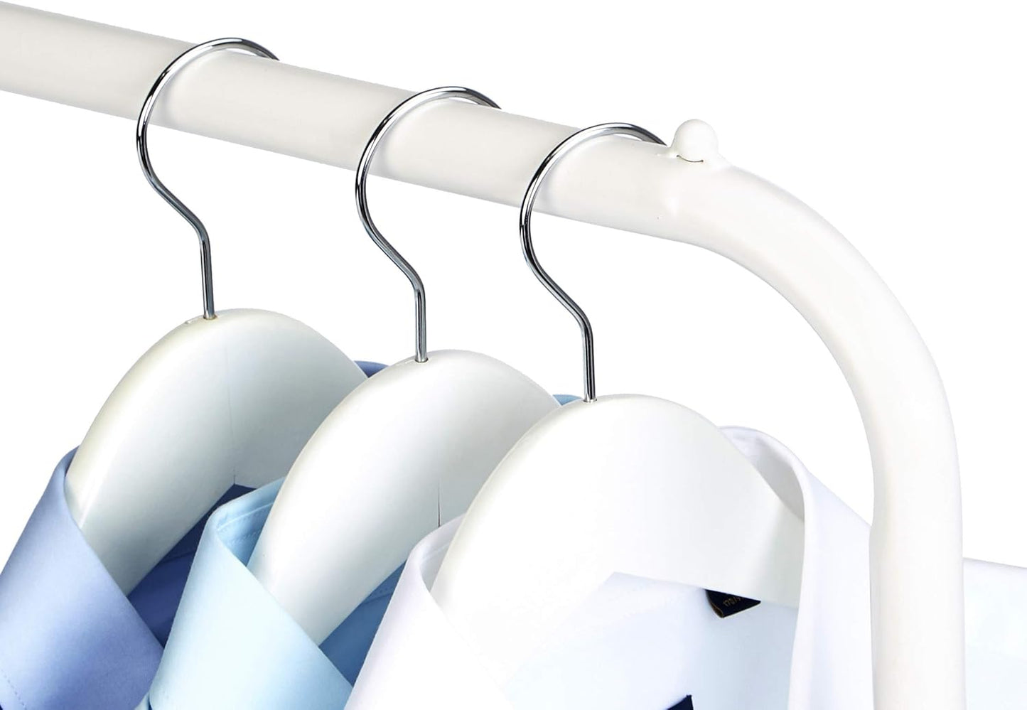 Amazon Basics Rectangular Laundry Hamper Basket Butler Cart with Wheels and Hanging Rack, White