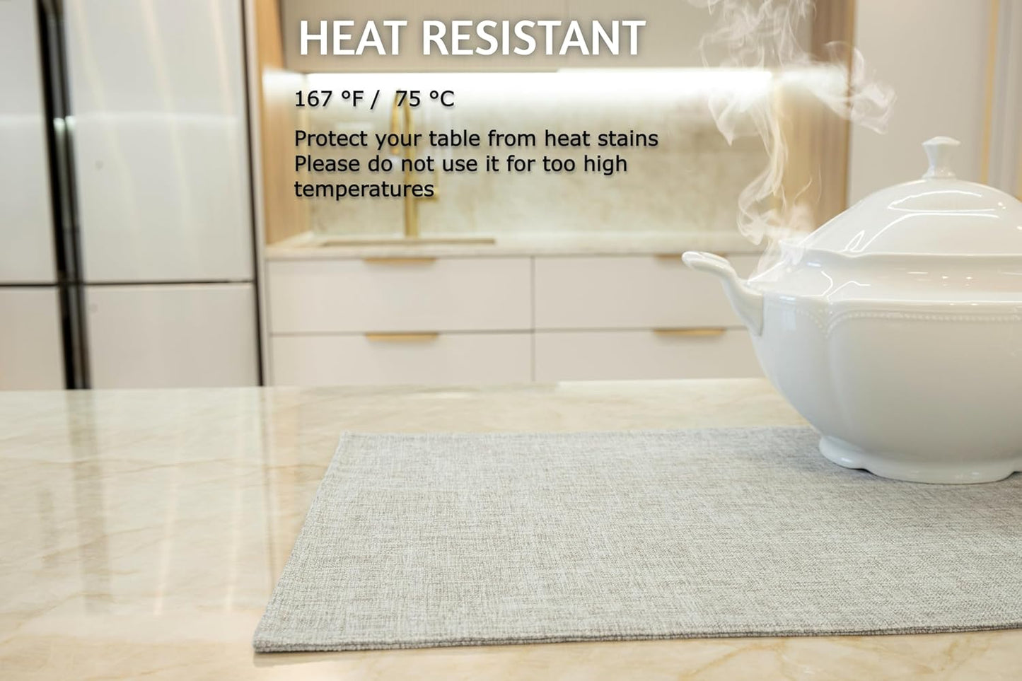 Placemat Set-Washable Place Mats for Parties, Elegant Table Mats for Kitchen Table, Set of 4 Dining Table Placemats, Heat-Resistant Cloth Placemats for Indoor and Outdoor,13x19-Gray