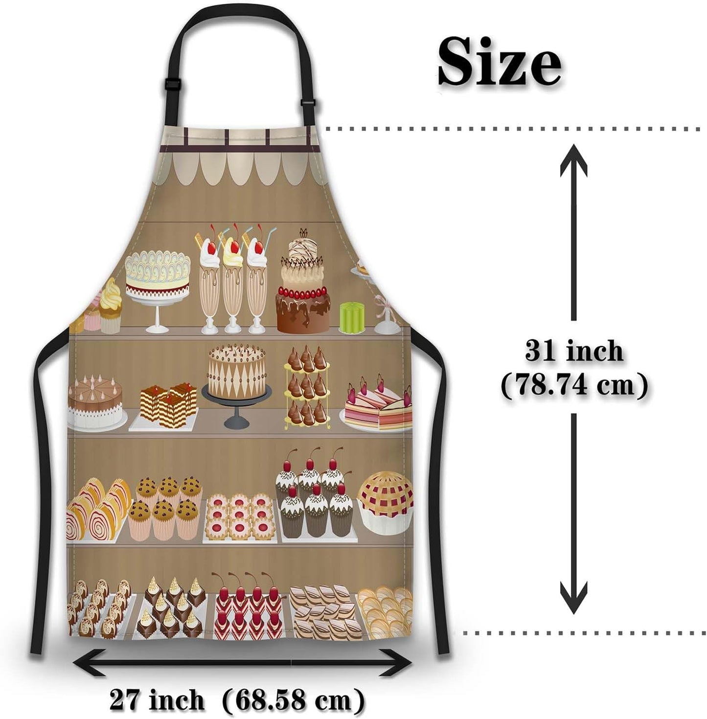 Aprons for Cooking for Women Cake Candy Sweet Women’s Apron for Kitchen Cooking Restaurant BBQ Painting Crafting Gardening 27” (W) x 31” (H), Waterproof Aprons