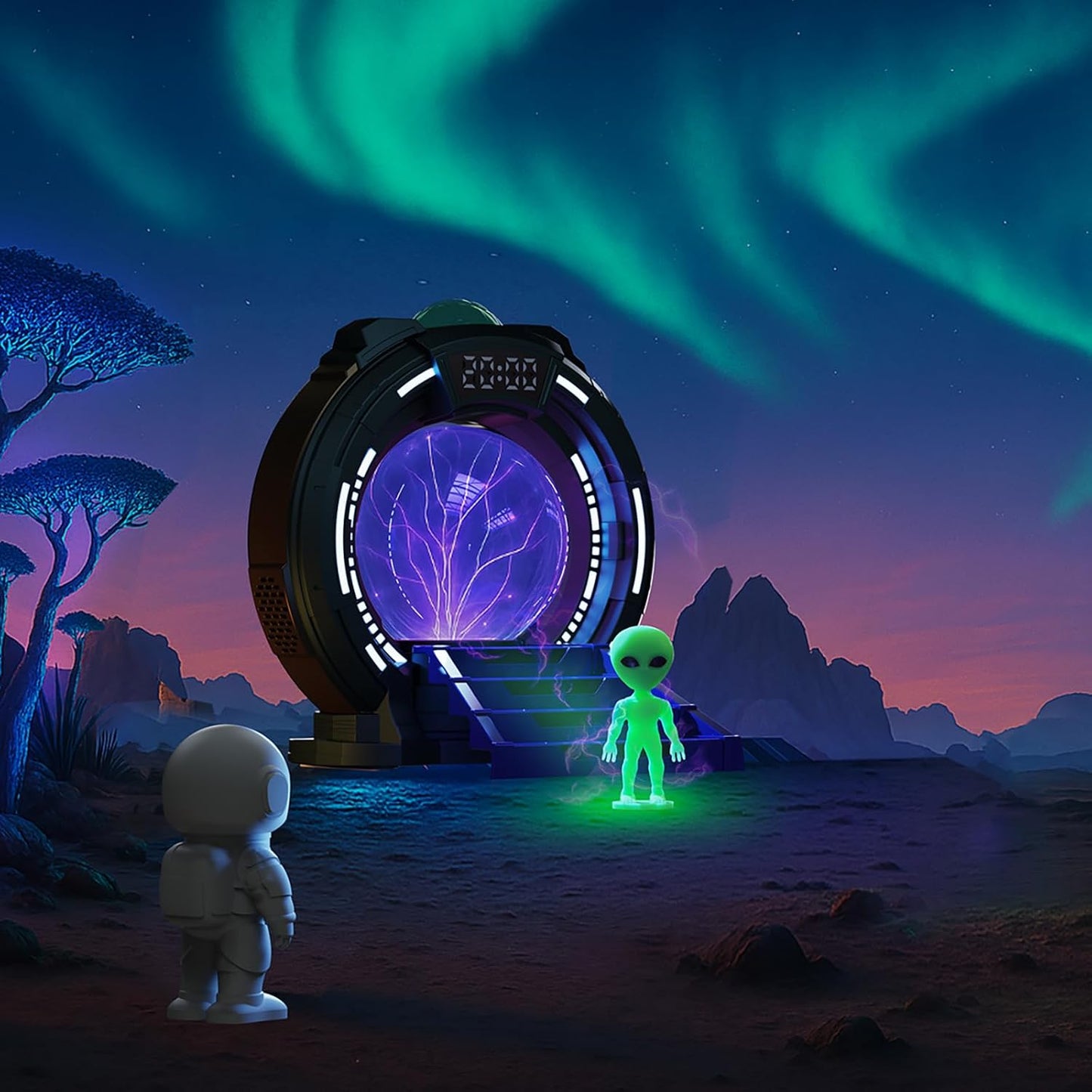 Space Portal Night Light,Alien Veins lamp,Plasma Globe Light LED Aurora Projector,Timer,Remote Control,Party,Adults,Kids' Room Decor Lamps,Christmas,Birthday Gift(Gray)