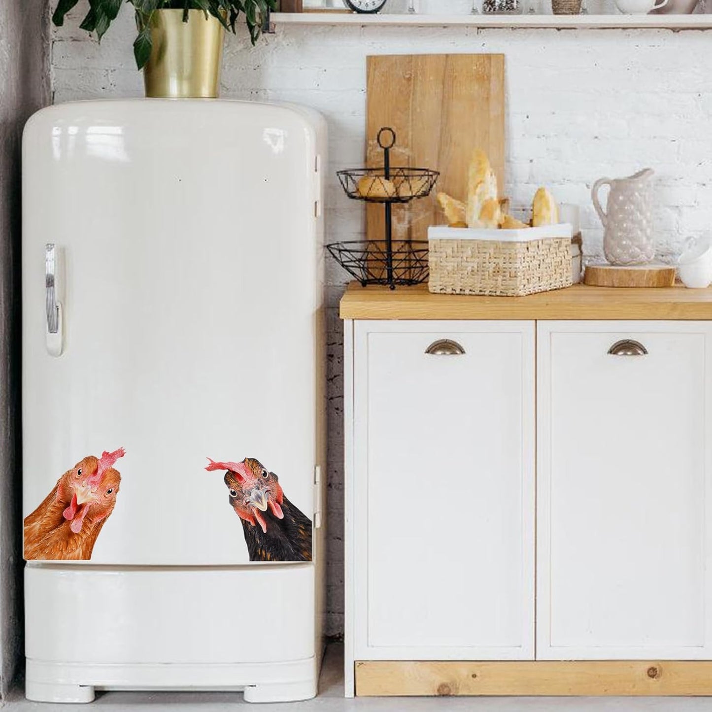 Funny Chicken Wall Decals - Peel & Stick - 2 Hens Head Window Cling - Cute Chicken Window Stickers - Gift Decal