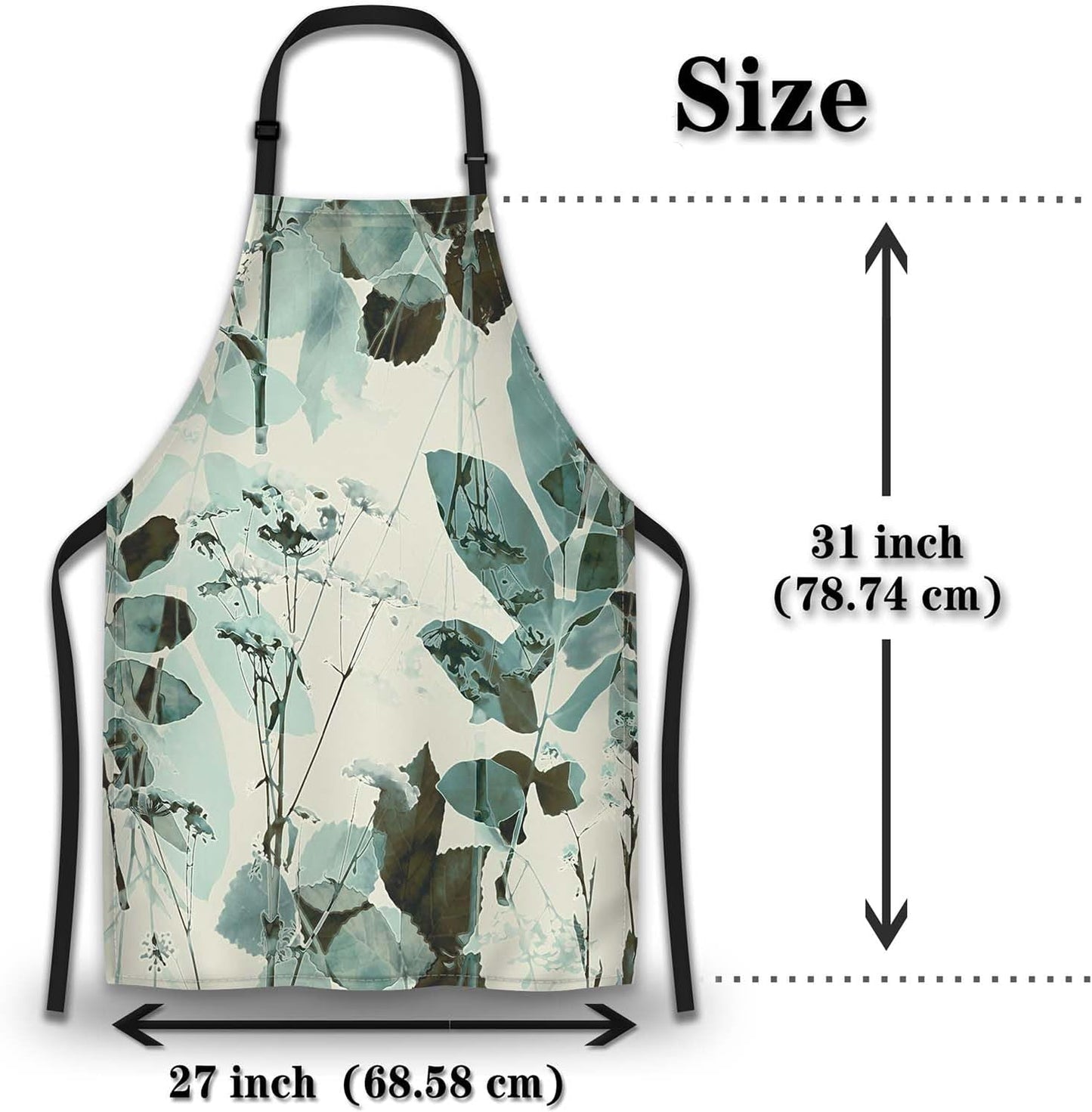 Kitchen Aprons for Women Watercolor Leaves Mans Chef Apron for Cooking Restaurant BBQ Painting Crafting Gardening 27” (W) x 31” (H), Waterproof Apron