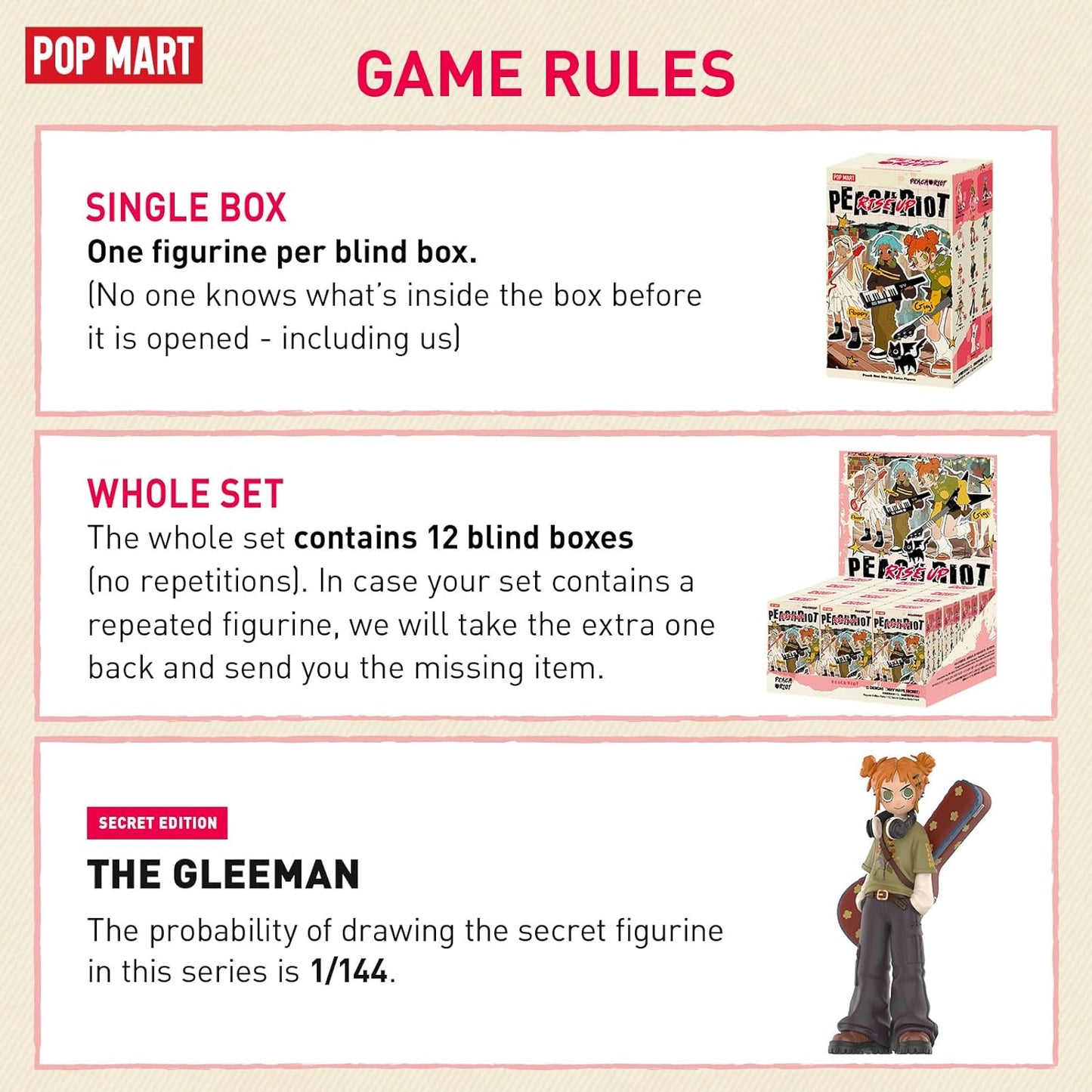 POP MART Peach Riot Rise Up Series Figures, 12PCs Peach Riot Blind Box Figures, Random Design Action Figures Collectible Toys Home Decorations, Holiday Birthday Gifts for Boys and Girls, Whole Set