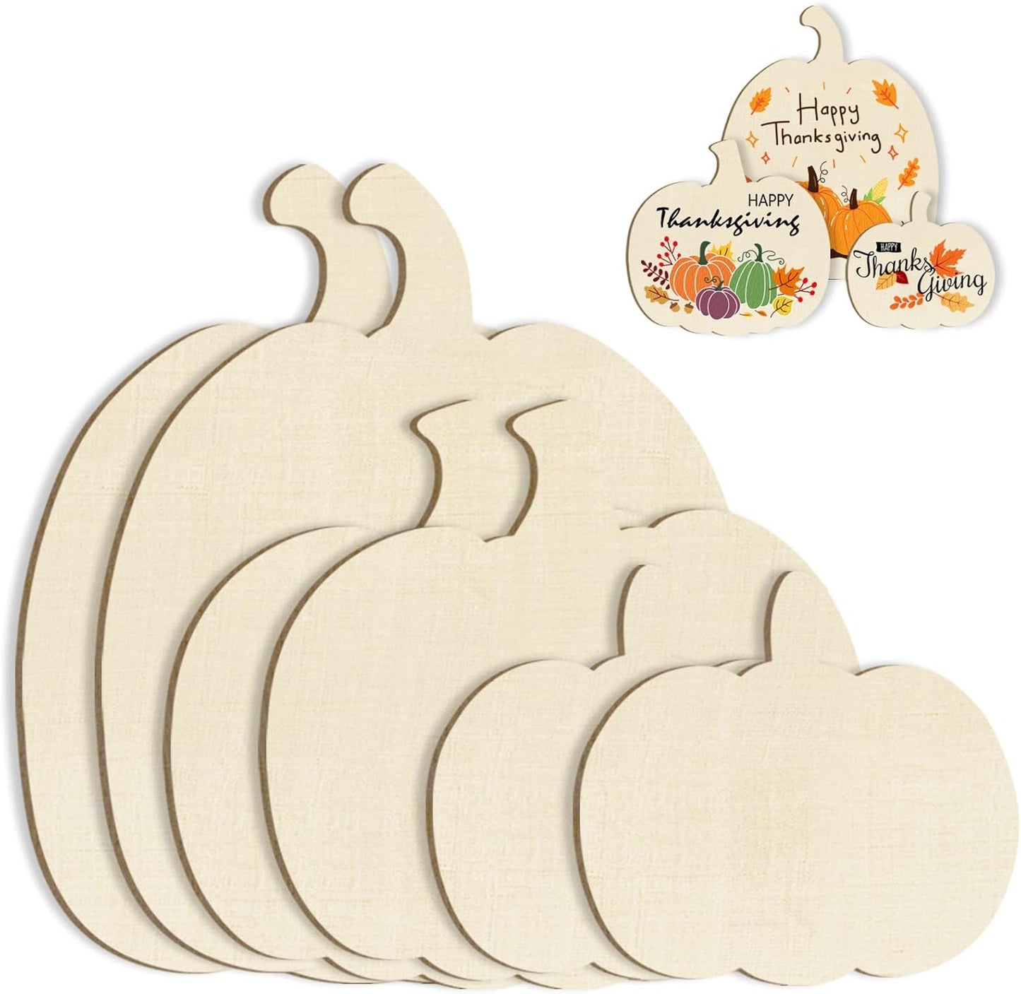 Wooden Pumpkins Ornaments to Paint Halloween Thanksgiving Decoration Cutouts Unfinished 6Pack, DIY Blank Unfinished Pumpkin Ornament for Home Harvest Crafts Autumn Decoration（3 Style）