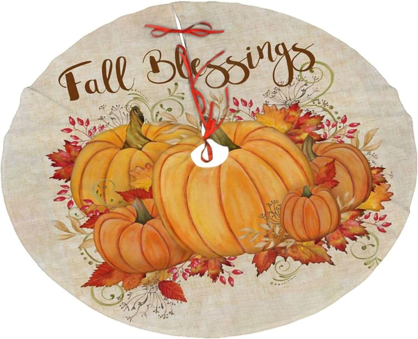 Christmas Tree Skirt,Fall Blessings Xmas Tree Skirt Rustic Farmhouse Tree Skirt for Christmas Decor Xmas Holiday Home Party Decorations48