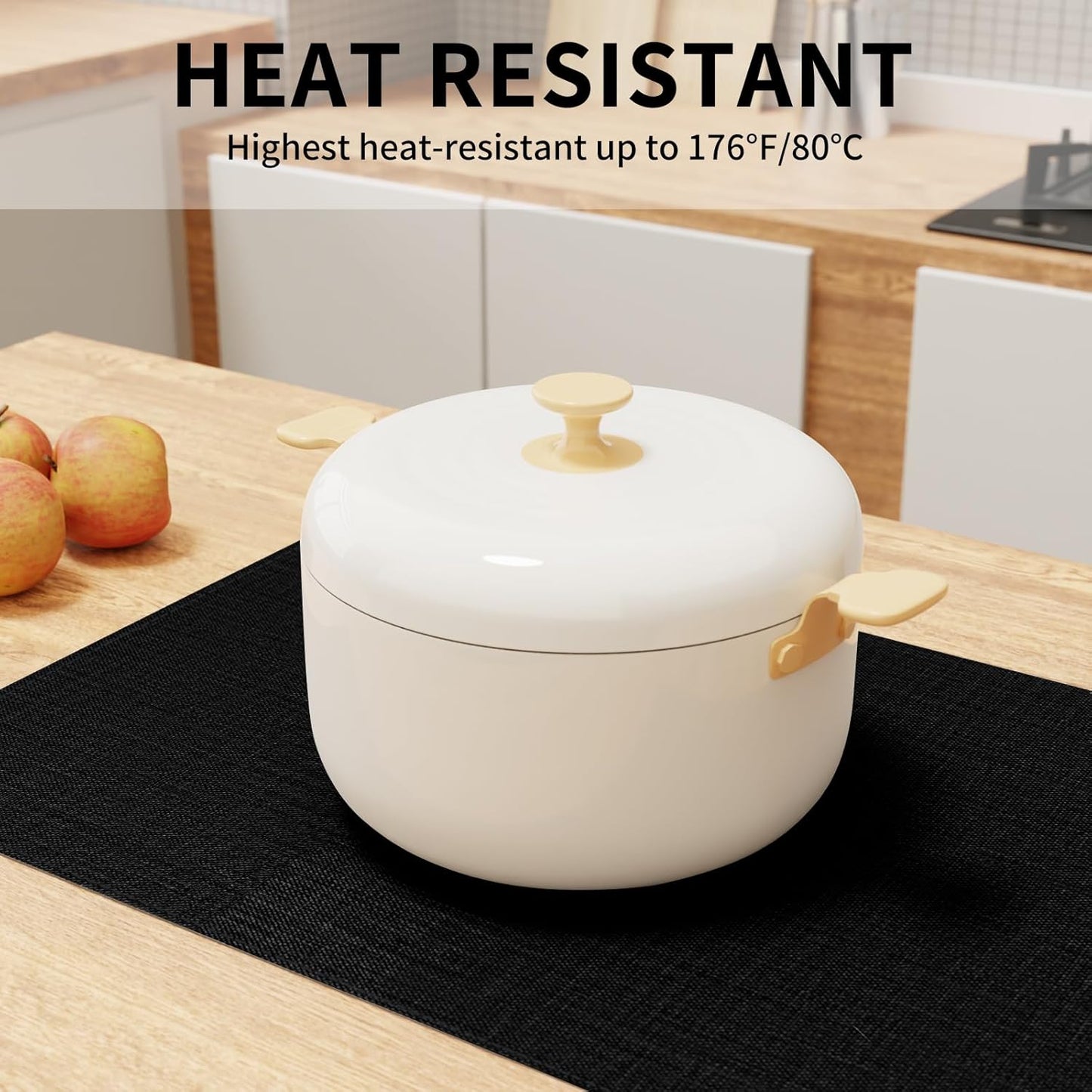 Cloth Placemats, Set of 4 Heat-Resistant Cotton Linen Blend Double Layered Machine Washable Place Mats, Wrinkle Free Thick Fabric Dining Table Mats for Indoors & Outdoors (Black, 4)