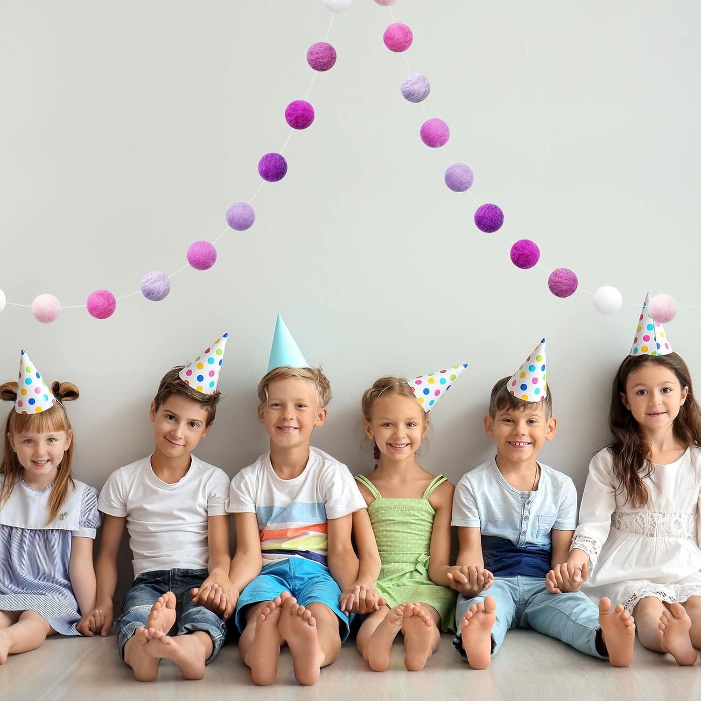 Felt Ball Garland Misscrafts 9.8 Feet 100% Wool Roving Pom Pom Garland 20mm Colorful for Baby Shower Grand Opening Party Festivals Room Decorations