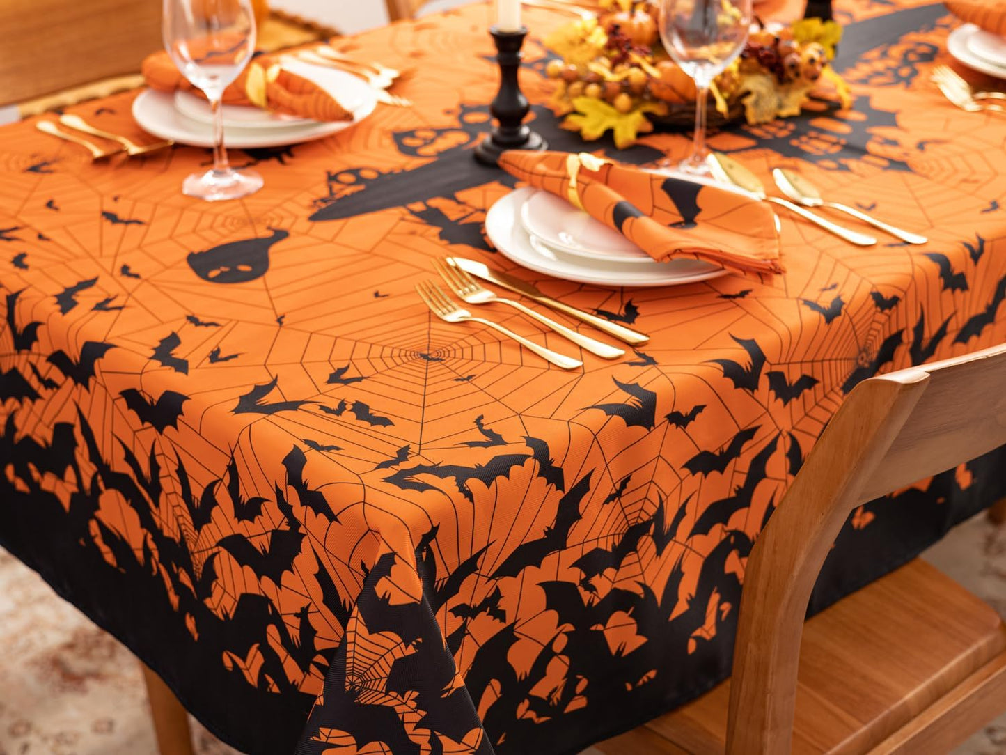 YiHomer Halloween Silhouettes Tabletop for Halloween Decorations, Dinner Parties and Scary Movie Nights, Horror Night, Tablecloth, 60 x 120 Rectangle