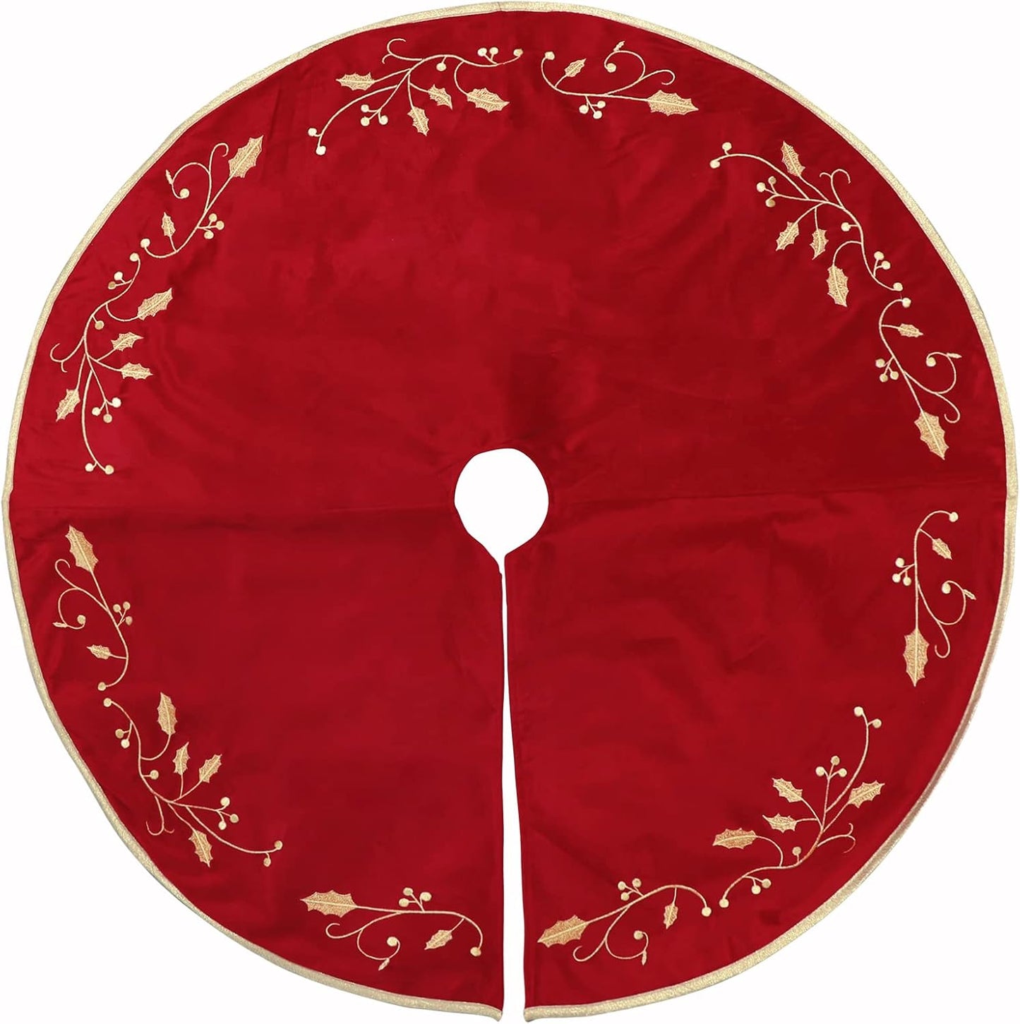 36 Inches Christmas Tree Skirt, Classical Velvet Fur Plush Red Tree Skirt, Xmas Tree Skirts for Merry Christmas Party Rustic Vintage Christmas Tree Decorations