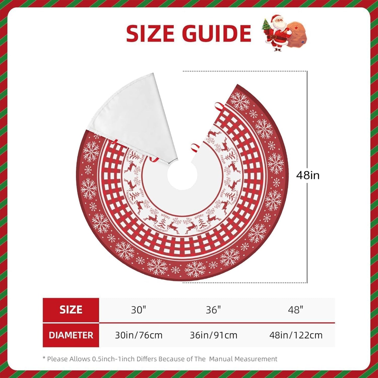 Christmas Tree Skirt, Red Tree Skirts 36 Inch with Snowflake Reindeer Rustic Farmhouse Xmas Tree Skirt Christmas Decorations for Holiday Party Decor Indoor Outdoor (red Snowflake Reindeer, 36 Inch)