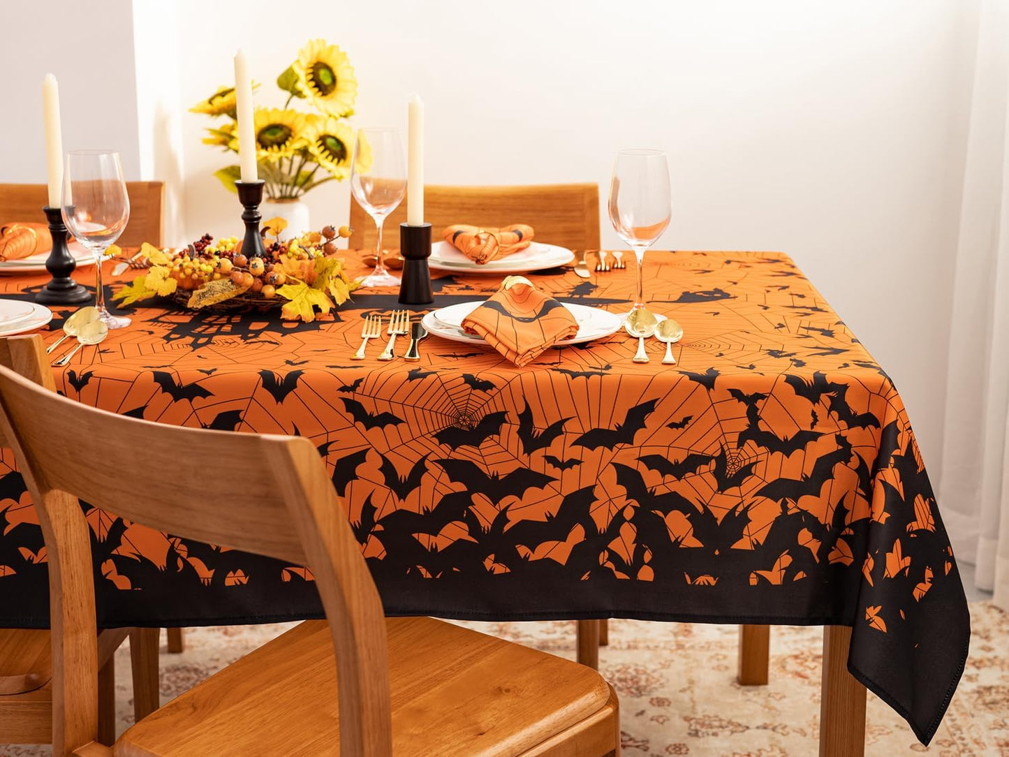 YiHomer Halloween Silhouettes Tabletop for Halloween Decorations, Dinner Parties and Scary Movie Nights, Horror Night, Tablecloth, 60 x 84 Rectangle