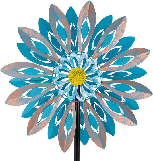 Viveta Wind Spinners,18 * 81" Large Outdoor Wind Spinner,Double-Side Wind Sculpture with 4 Sturdy Stake,Metal Windmill for Yard and Garden