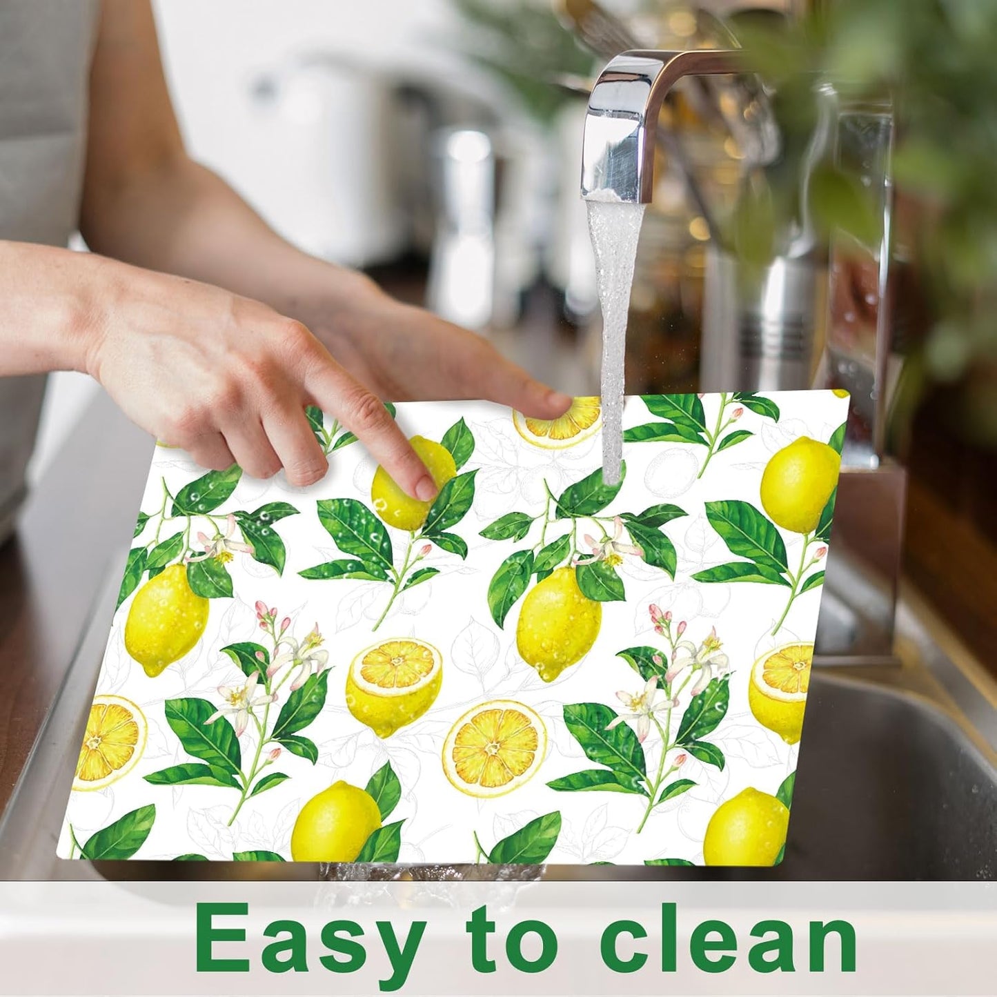 Lemon Placemats Set of 6 Summer Plastic Table Mats Yellow Lemonade Theme Place Mats Washable Vinyl Rustic Holiday Table Decoration for Indoor Outdoor Party Kitchen Dining
