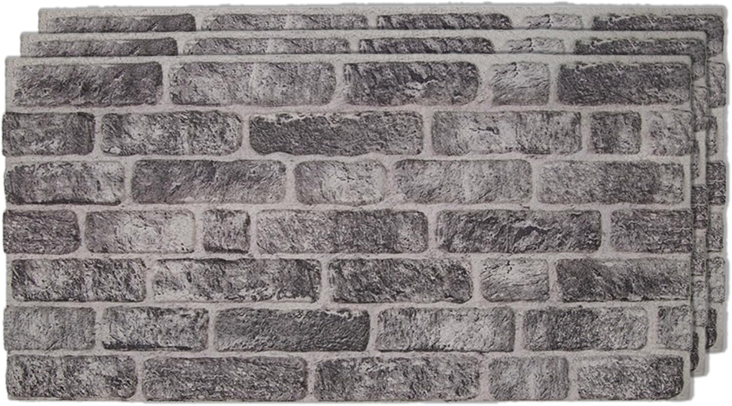 IZODEKOR 3D Wall Panels Brick Effect - Cladding, Stone Look, Styrofoam Facing for Living Room, Kitchen, Bathroom, Balcony, Bedroom and Back of Counter | Old Town (3 Piece Panel) | Covers 16 sq ft
