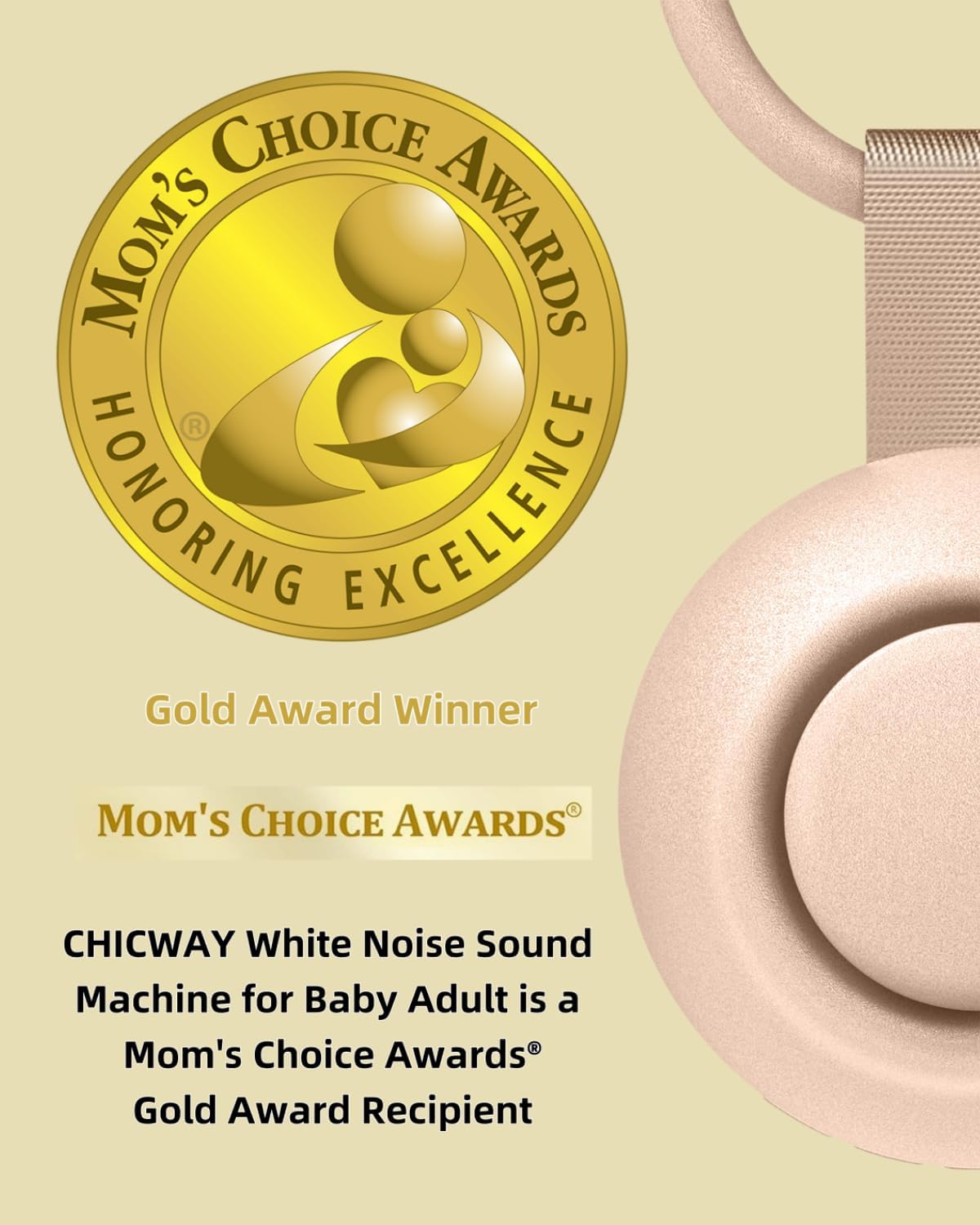 2025 Mom's Choice Awards, Portable Sound Machine for Baby Adult, AI Cry Detection, 18 Soothing Sound, Bluetooth Rechargeable White Noise Machine for Home Office Travel, Nursery Light, Pink