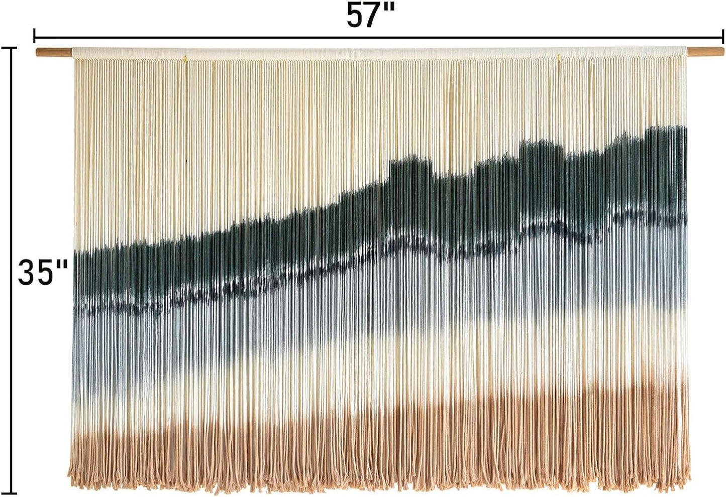 IOWER Large Macrame Wall Hanging Dip Dye Craftsmanship Fiber Yarn Wall Art Boho Wall Decor Home Decor 57''W x 35''L
