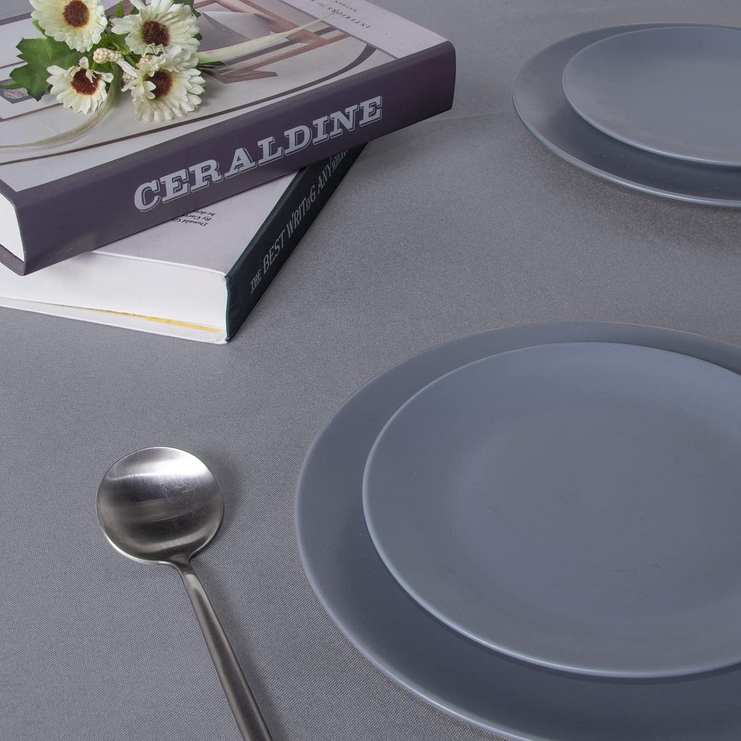 sancua Rectangle Tablecloth - 90 x 156 Inch - Water Resistant Spill Proof Washable Polyester Table Cloth, Decorative Fabric Table Cover for Dining Tables, Buffet Parties and Camping, Light Grey