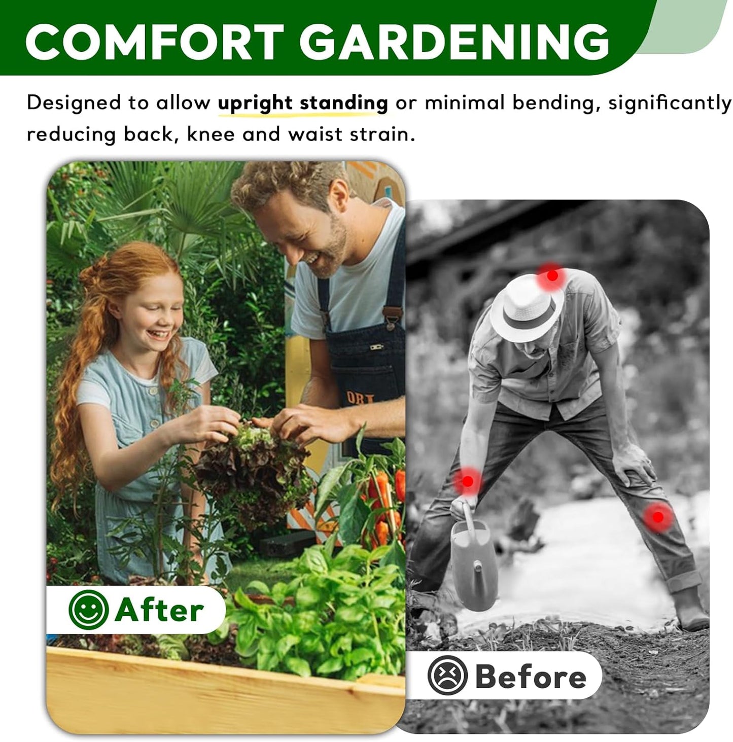 BSP Raised Garden Bed with Legs Outdoor Elevated Planter Box Flower Bed Wood Planter for Vegetable Herb Upgraded Solid Structure Growing Box Suitable for Backyard Patio and Balcony, 48”L X 24”W