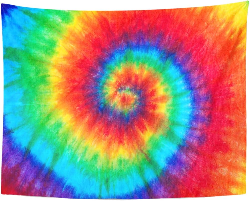 Emvency Tapestry Colorful Rainbow Spiral Tie Dye Pattern Color Dyed Batik Home Decor Wall Hanging for Living Room Bedroom Dorm 60x80 Inches