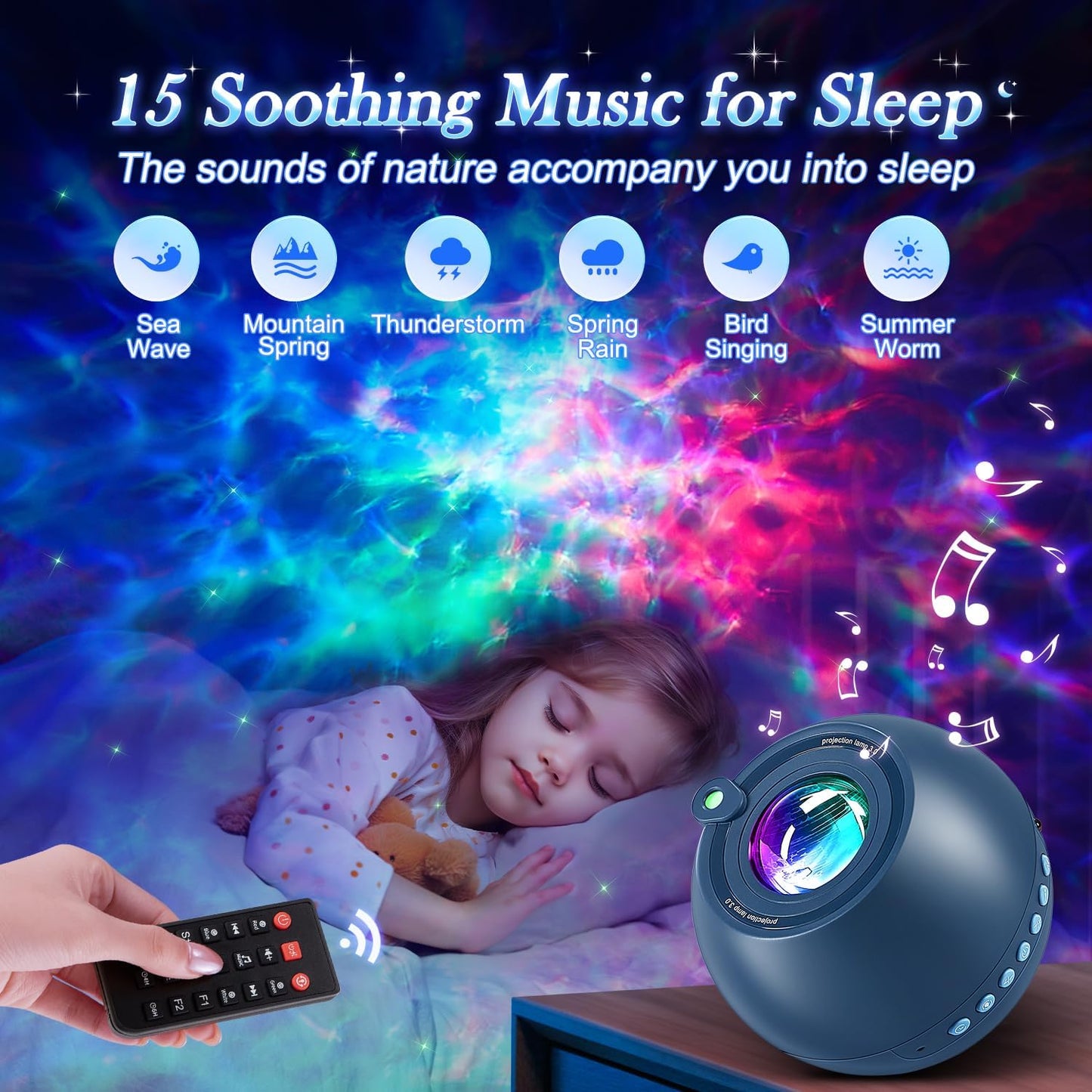 Star Projector Galaxy Light Projector for Bedroom, 15 Colors+15 White Noise Galaxy Projector for Bedroom Kids,Bluetooth Room Projector Lights for Bedroom Star Night Light Projector for Kids Room Gifts