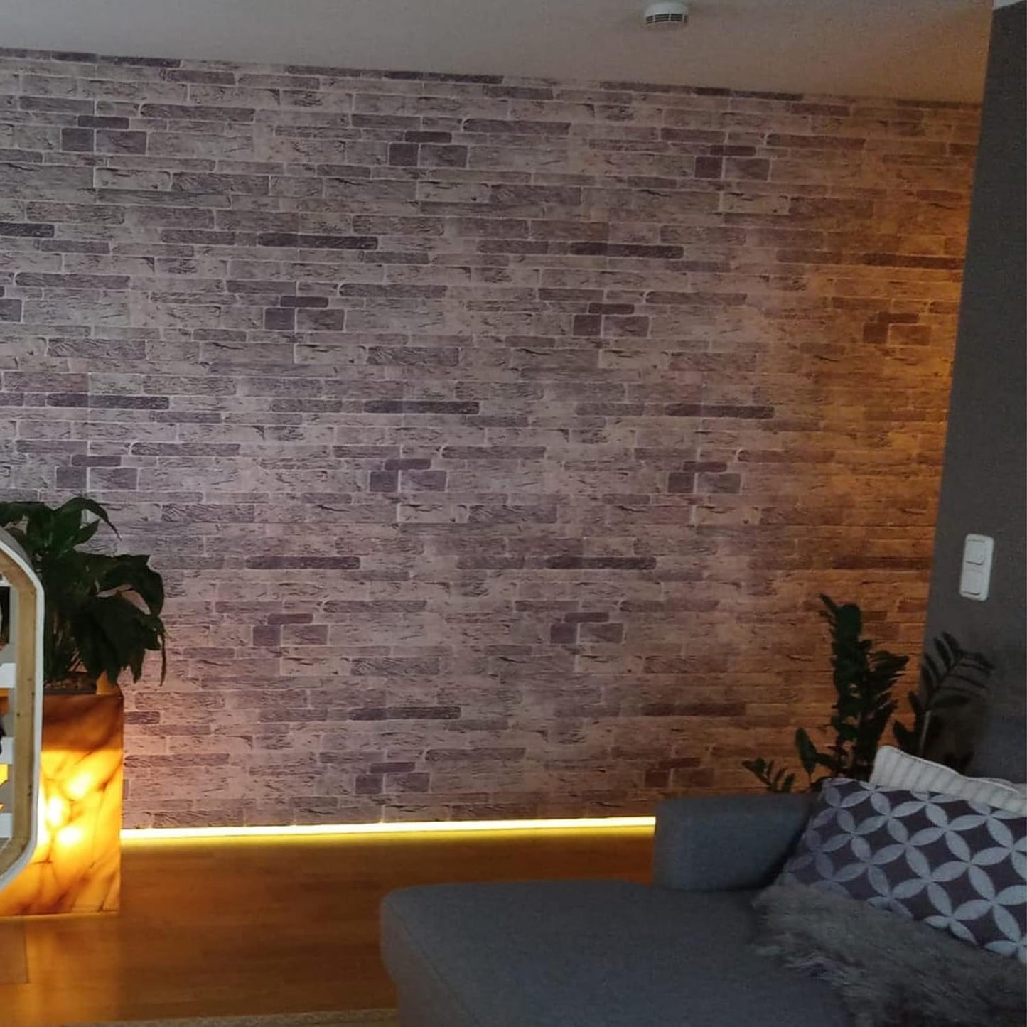 Dundee Deco 3D Wall Panels Faux Brick - Cladding Light Grey Stone Look Wall Paneling, Styrofoam, Sample, Size 10 x 10 in.