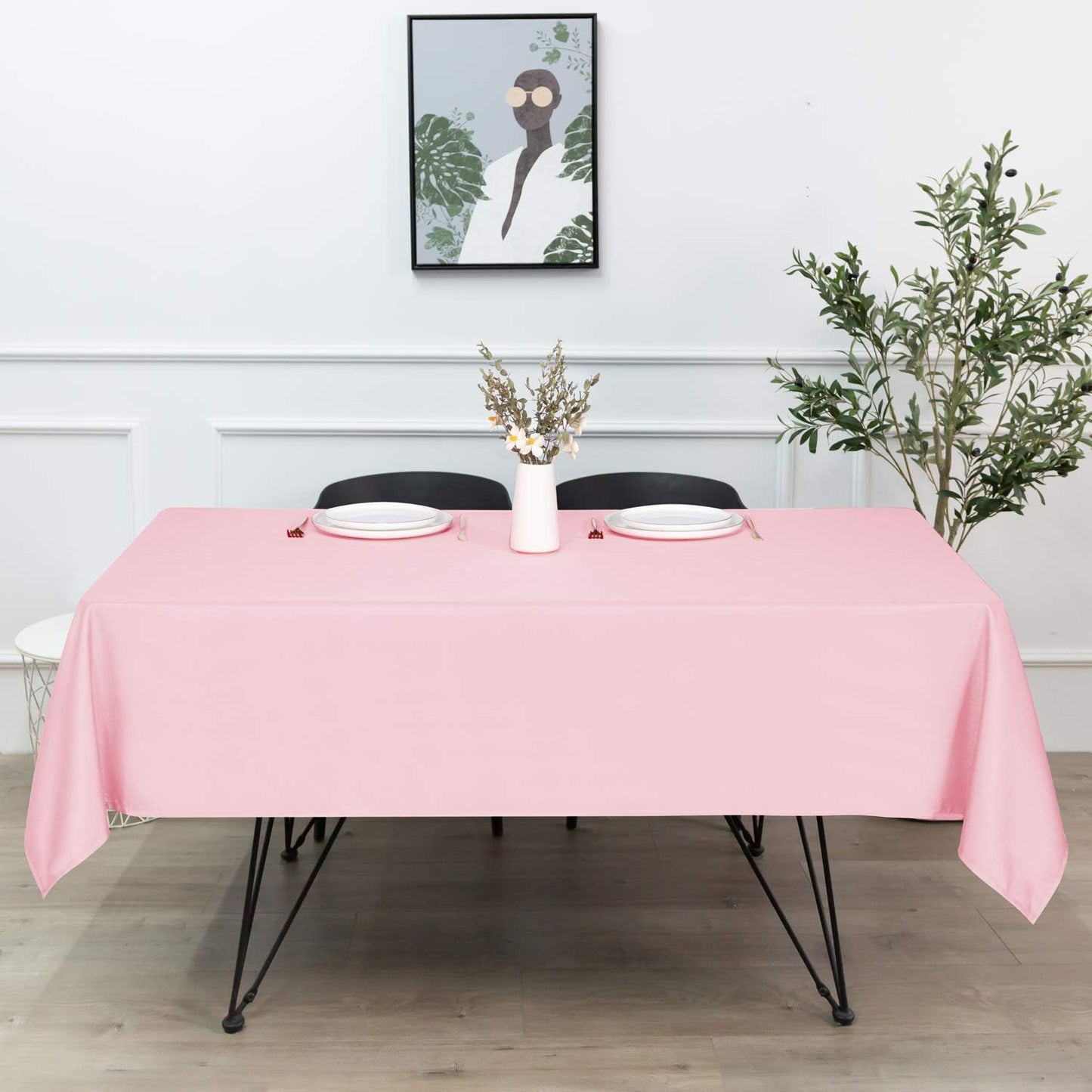 sancua Rectangle Tablecloth - 70 x 90 Inch - Stain and Wrinkle Resistant Washable Polyester Table Cloth, Decorative Fabric Table Cover for Dining Tables, Buffet Parties and Camping, Pink