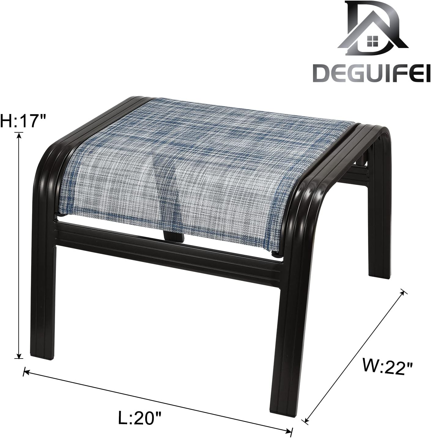 Outdoor Foot Stools Gift for Patio Ottoman Footrest Aluminum Portable Seat Wicker Furniture Stackable Dining Ottoman 2 Pack Blue