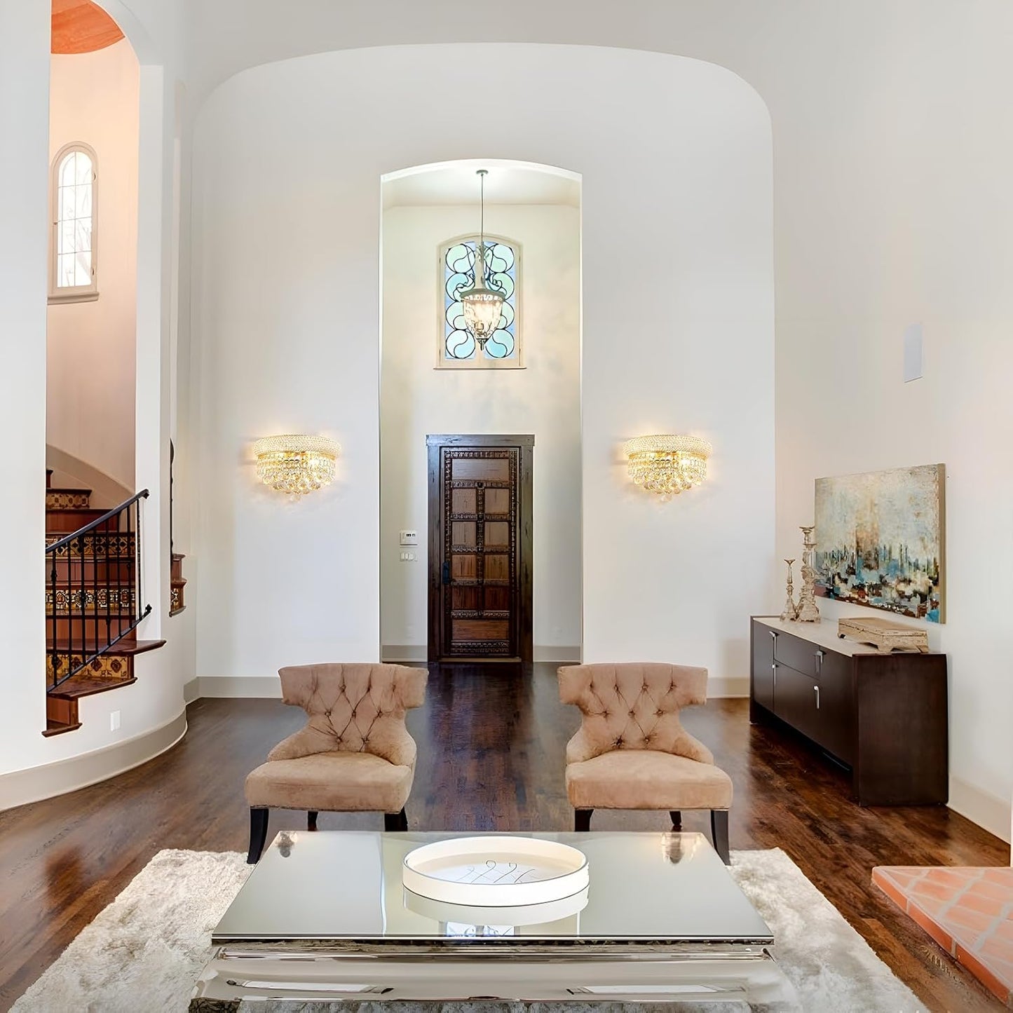 Empire Crystal Wall Sconces, Gold Wall Light Fixtures, Luxury Wall Lamp for Living Room Bedroom Bathroom Bedside Hallway Stairway