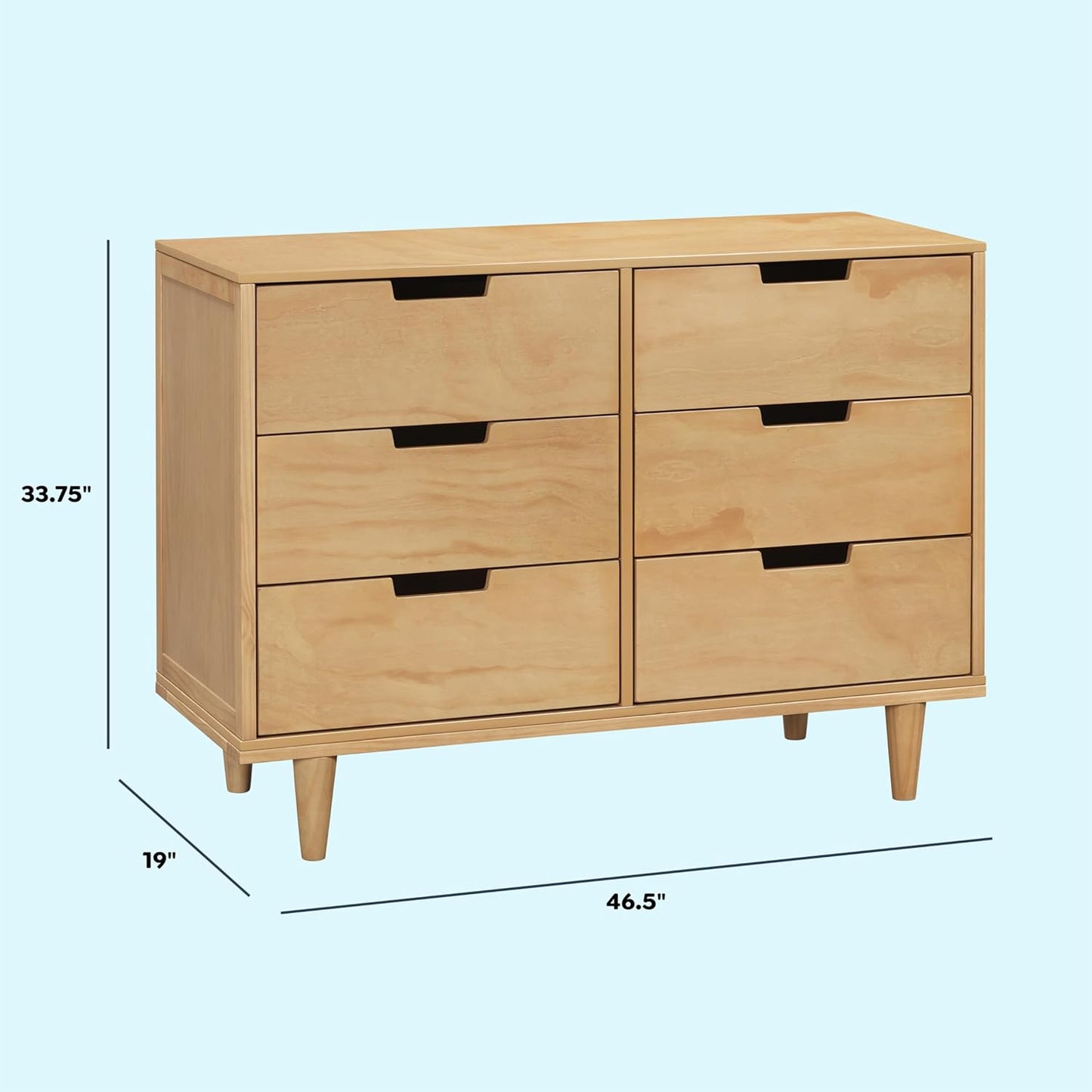 DaVinci Marley 6-Drawer Dresser for Nursery - Wooden Double Chest of Drawers for Kids, Boys & Girls - Multi-Purpose, Storage Baby Dresser for Bedroom, Living Room & Hallway - Easy to Assemble - Honey