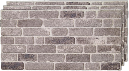IZODEKOR 3D Wall Panels Brick Effect - Cladding, Stone Look, Styrofoam Facing for Living Room, Kitchen, Bathroom, Balcony, Bedroom, Back of Counter | Path of Gray (3 x Panels) - Covers 53 sq ft