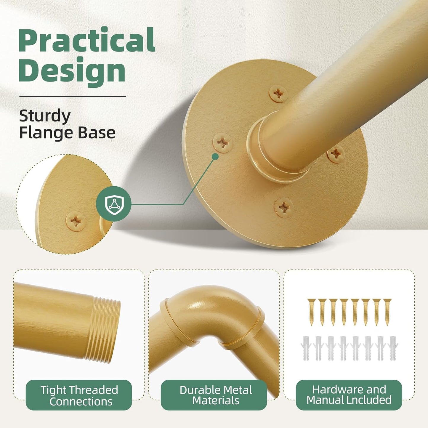 Plant Hanger Indoor Hanging Planters for Indoor Plants Hanging Plant Holder Window Plant Rod Gold Metal Shelves 63 Inch (Pot/Chains not Included