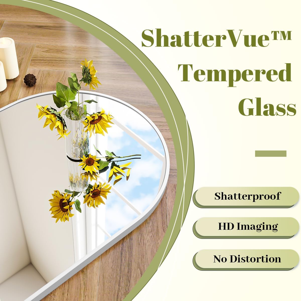 BEAUTYPEAK 24"x36" Arch Bathroom Mirror, Wall Mounted Vanity Metal Frame Mirror for Bedroom, Entryway, Living Room, Silver