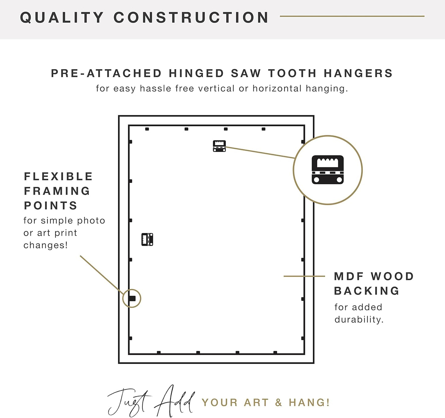 MCS Trendsetter 13x19 Poster Frame Black High-Gloss, Vertical & Horizontal Wall Hanging Large Picture Frame for Photos, Posters & Art Prints (2-Pack)