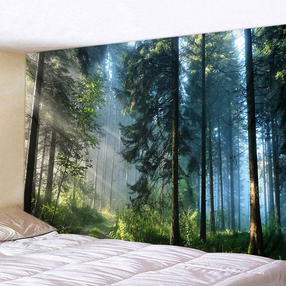 Llamazing Forest Tapestry - Magic Tapestry Curtain for Living Room & Bedroom (Morning Forest, 90.5''L70.8''W) XL