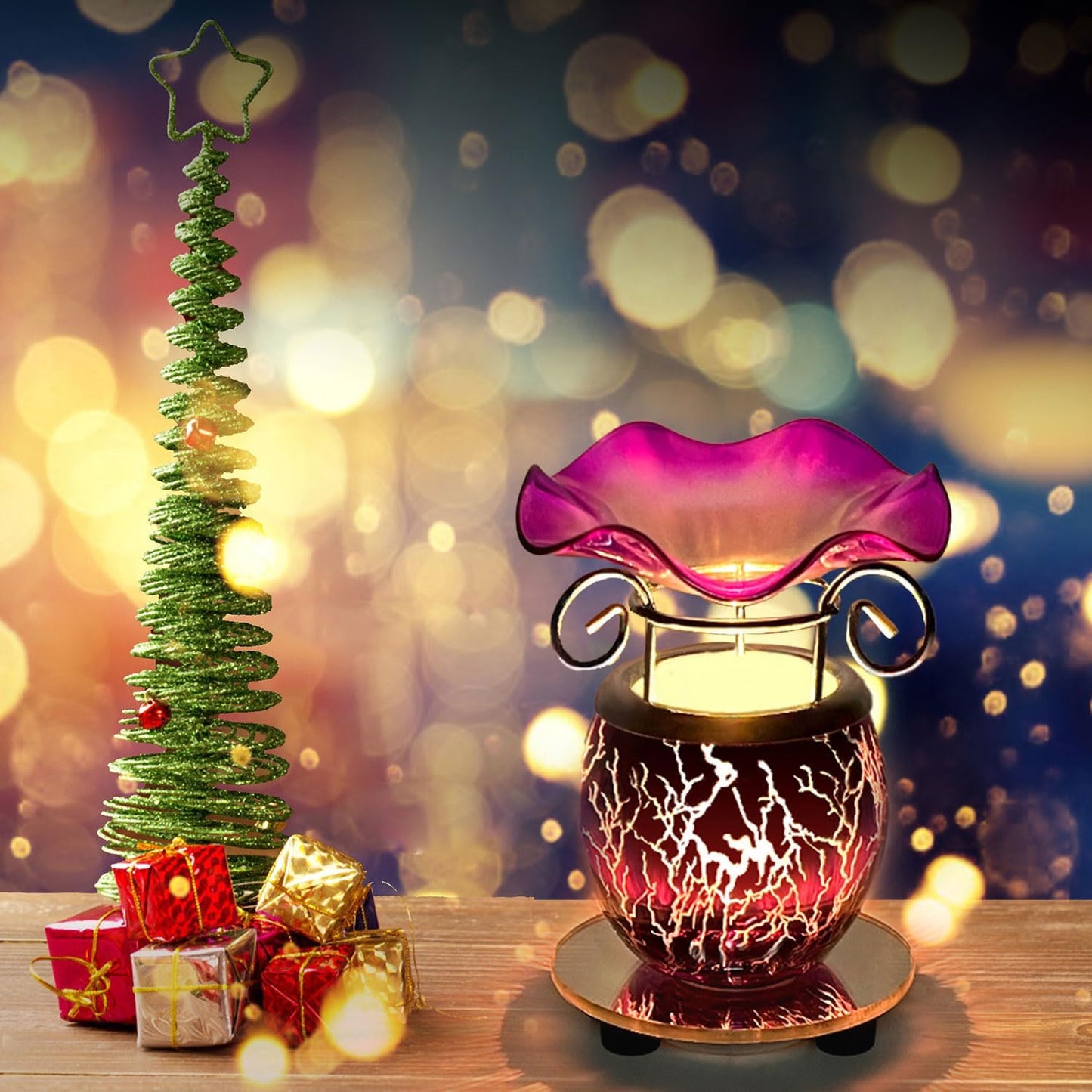 HUNANBANG Electric Scented Wax Warmer - Auto Off Timer Candle Wax Melt Warmer Fragrance Burner, Lightning-Purple