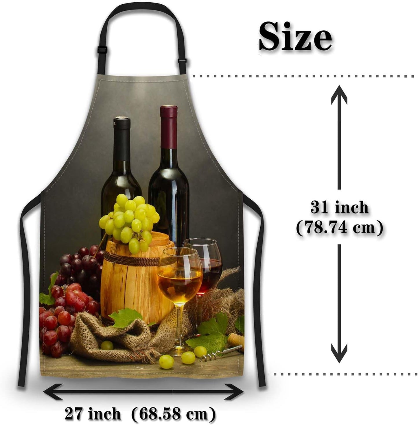 Garden Apron for Men Bottles and Glasses Pinafore Aprons for Women for Kitchen Cooking Restaurant BBQ Painting Crafting Gardening 27” (W) x 31” (H), Waterproof Aprons