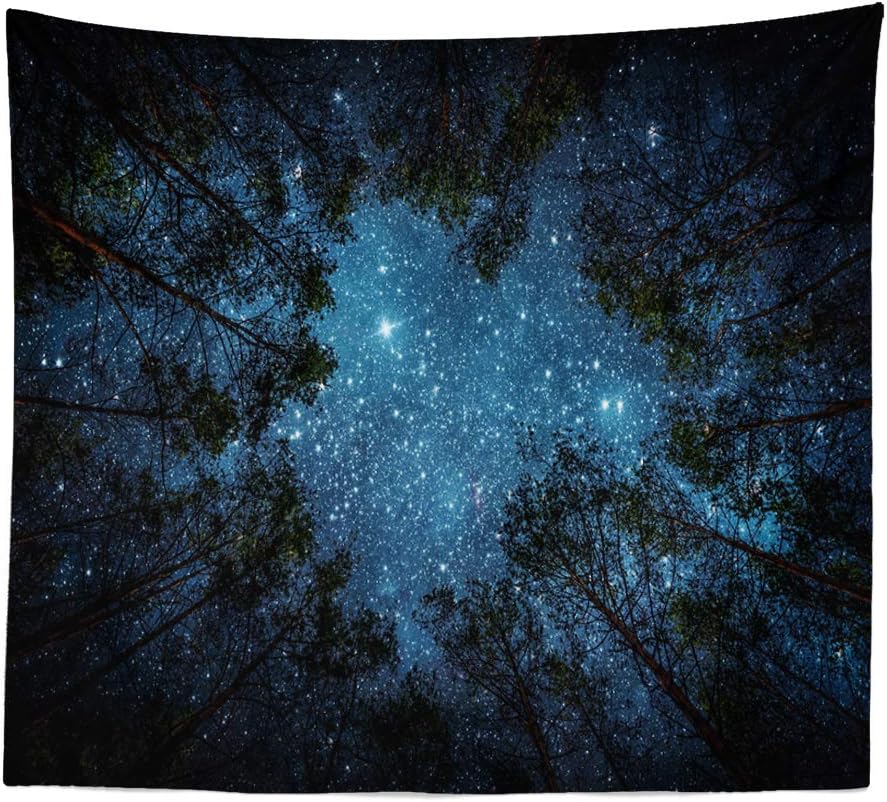 Llamazing Forest Landscape Tapestry for Living Room & Bedroom - Magic Tapestry Curtain (Looking Up at The Stars, 60''L51''W)