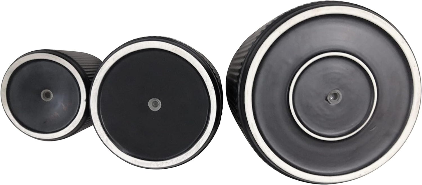 Amazon Basics Assorted Sizes Fluted Ceramic Round Planters, Set of 3, 6 inch, 8 inch, 10 inch, Black