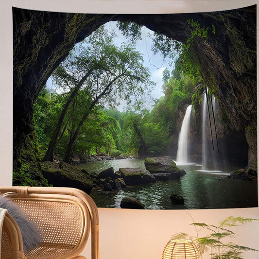 Llamazing Forest Home Decor Tapestry - Living Room Bedroom Decoration Curtain for Landscape and Magic (Waterfall, 78''L60''W)