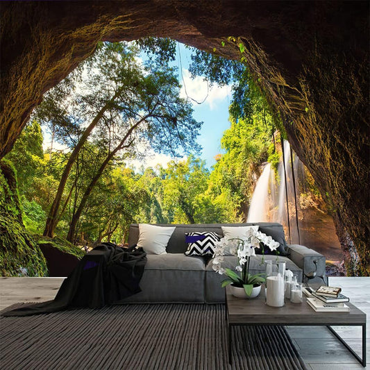 FENDROM Green Misty Forest Tapestry Wall Hanging Nature Mountain Cave Landscape Tapestry Waterfall River Tapestries for Bedroom Living Room Dorm Decor