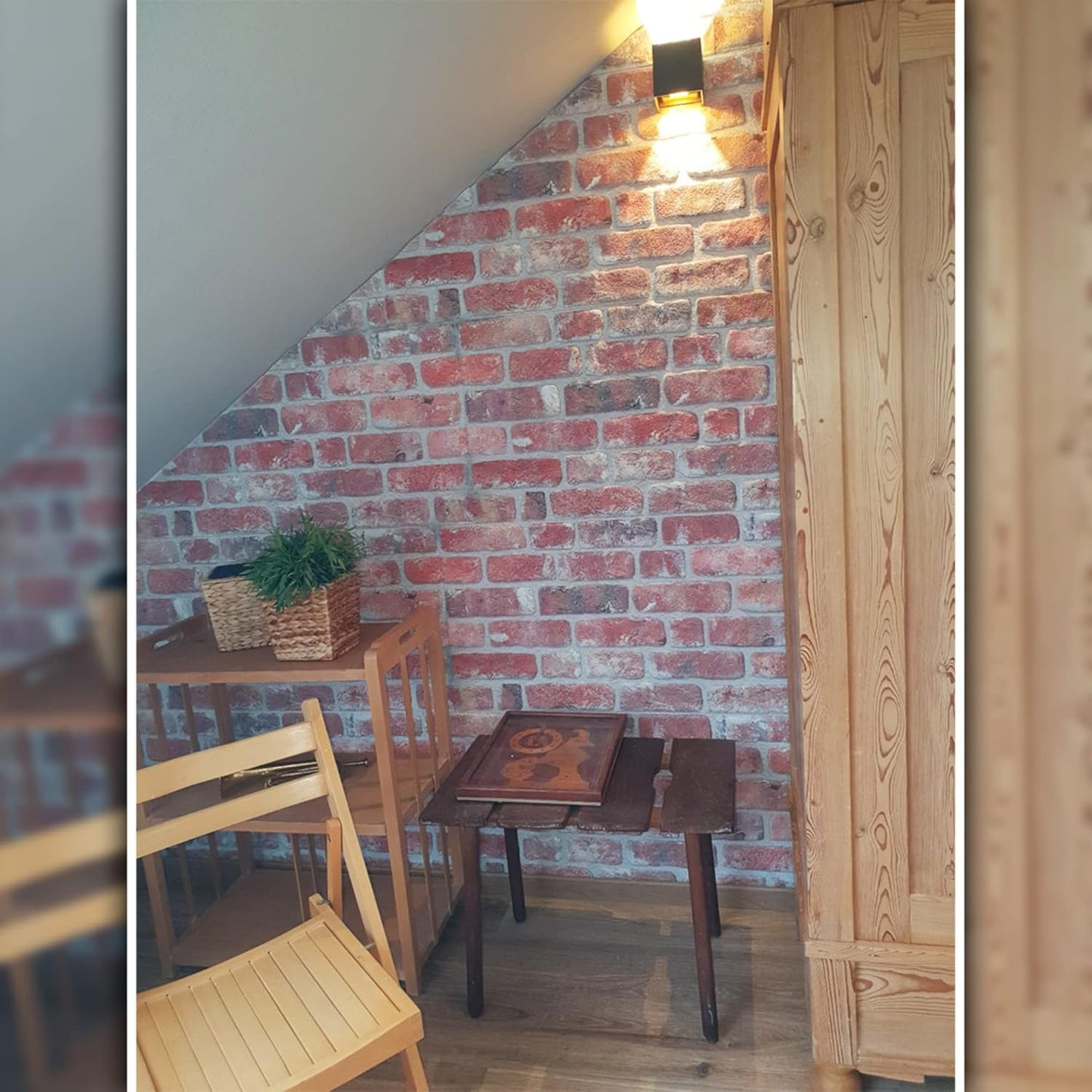 Dundee Deco 3D Wall Panels Faux Brick - Cladding Red Brown Stone Look Wall Paneling, Styrofoam, Sample, Size 10 x 10 in.