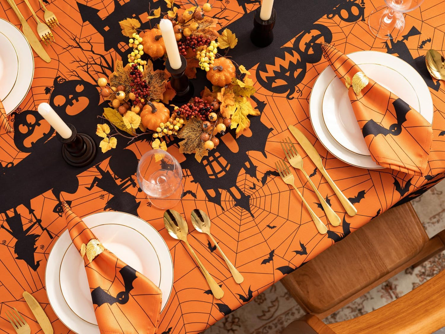 YiHomer Halloween Silhouettes Tabletop for Halloween Decorations, Dinner Parties and Scary Movie Nights, Horror Night, Tablecloth, 60 x 102 Rectangle