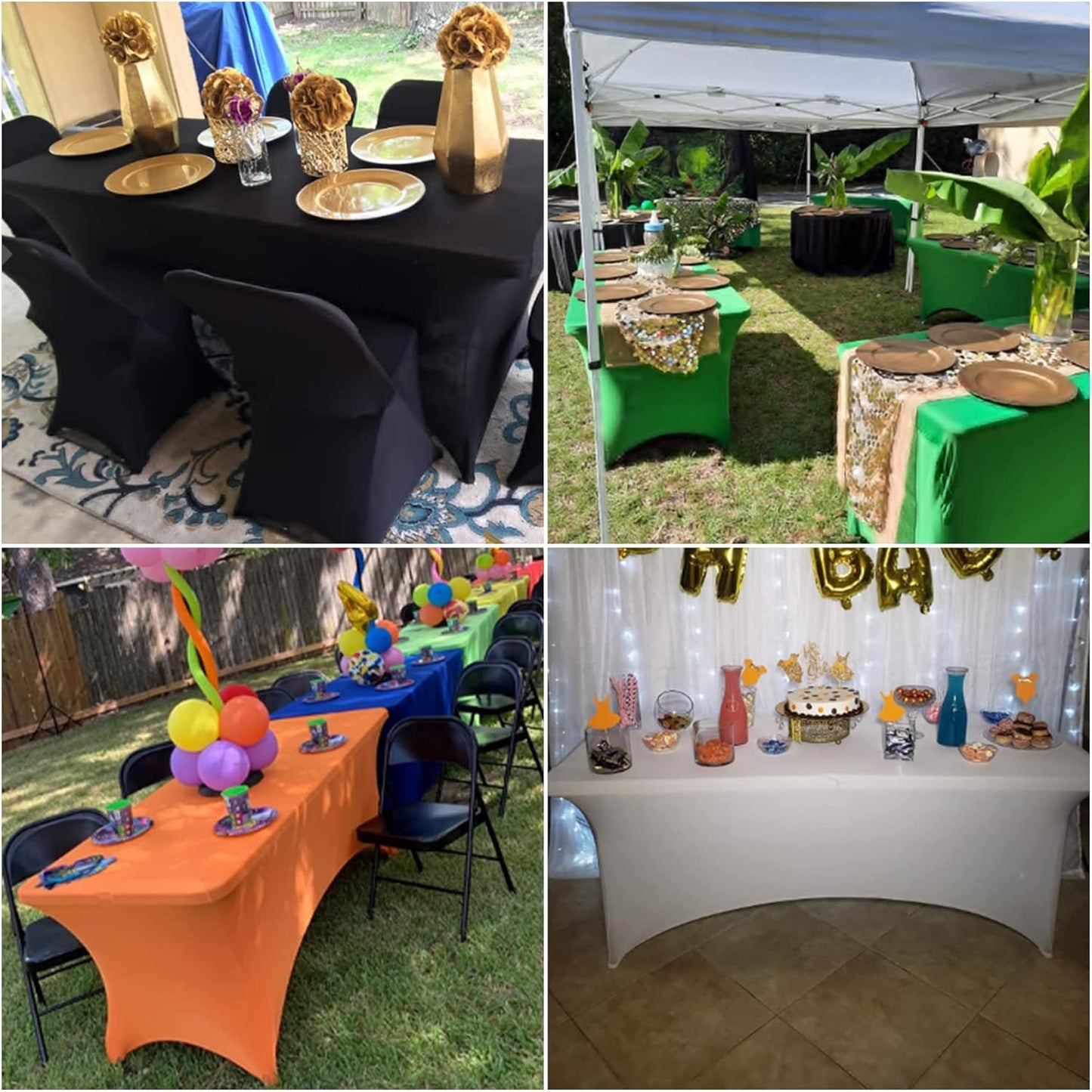 4Pack Spandex Waterproof Table Covers 4ft，Spandex 4ft Waterproof Table Cover for Party,Wedding, Banquet, and Events(Emerald)