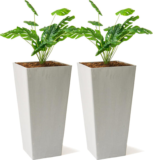XBrand Modern 30-Inch Tall Square Planter, Tapered, Perfect for Indoor & Outdoor, Patio Decor, Set of 2, Gray