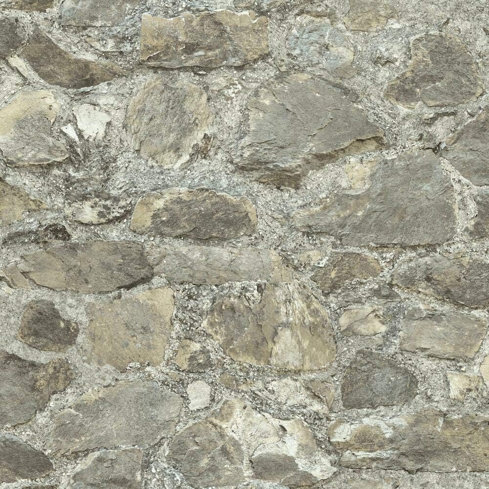 RoomMates RMK9096WP Gray and Almond Weathered Stone Peel and Stick Wallpaper